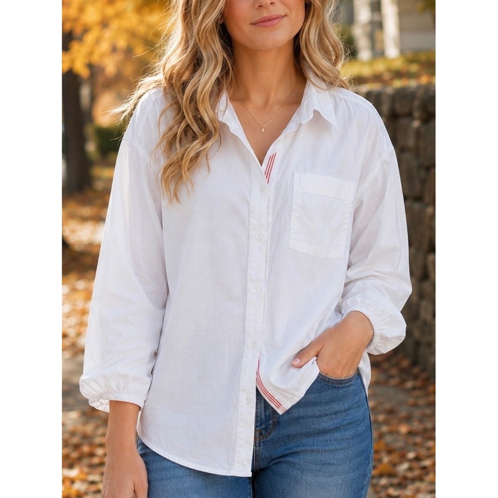 Sundry Womens Button Down Shirt White Medium Evereve Oversized Cotton Blouse‎